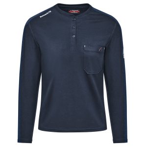 Bulwark STL3 Women's Flex Knit Henley FR long-sleeve shirt Navy Front View